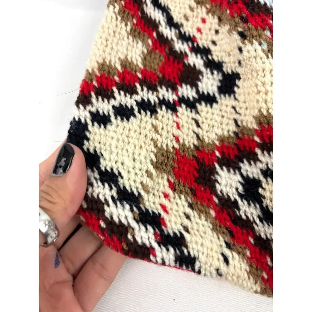 VTG Handmade Crocheted Hand Woven Purse Zigzag‎